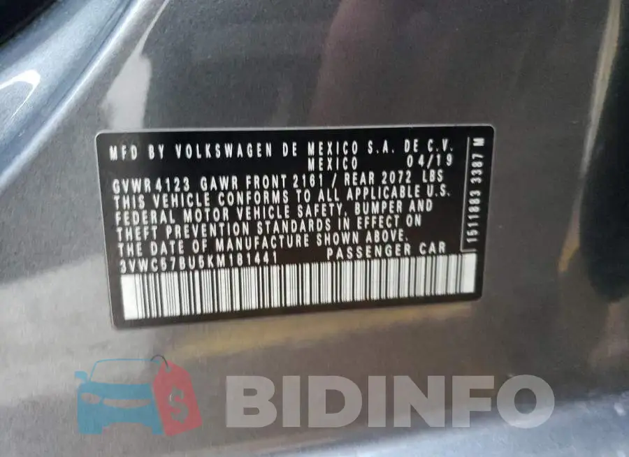 3VWC57BU5KM181441 Photo# 12