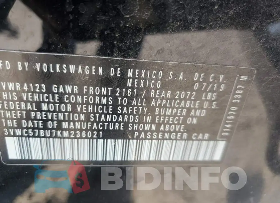 3VWC57BU7KM236021 Photo# 12