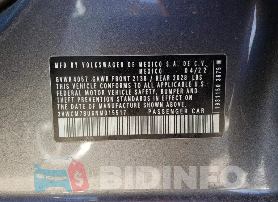3VWCM7BU6NM015517 Photo# 12