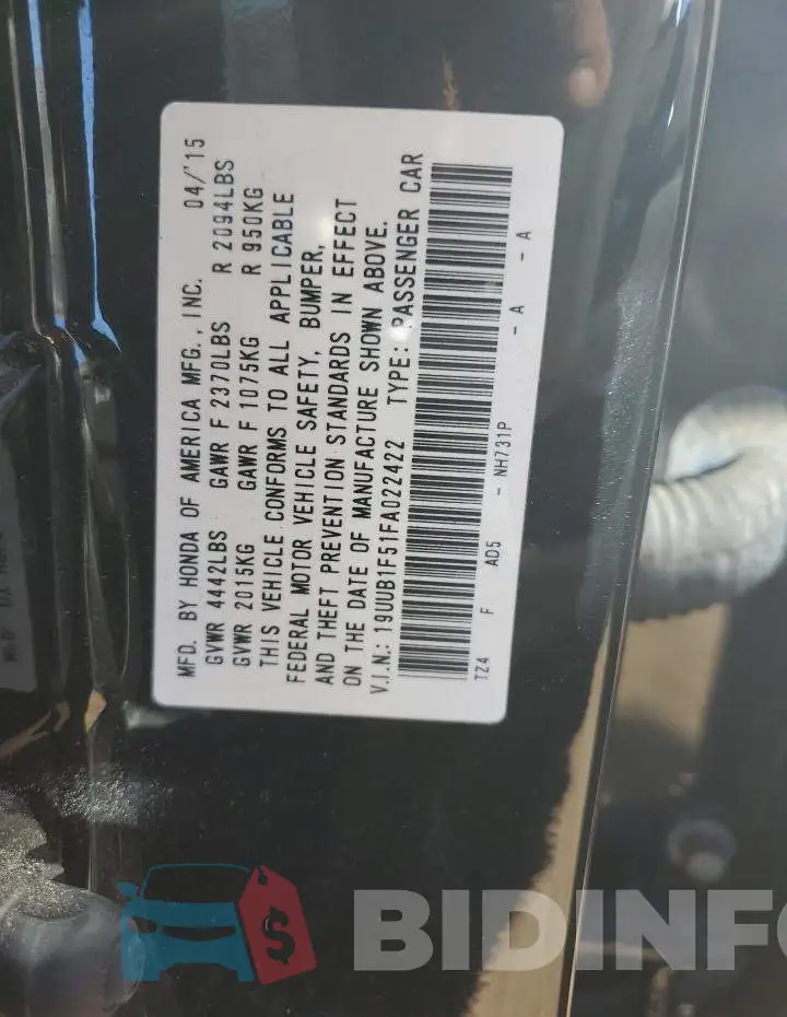 19UUB1F51FA022422 Photo# 12