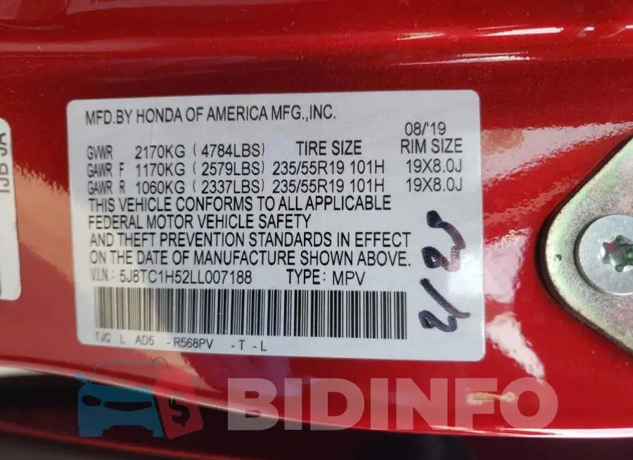 5J8TC1H52LL007188 Photo# 13