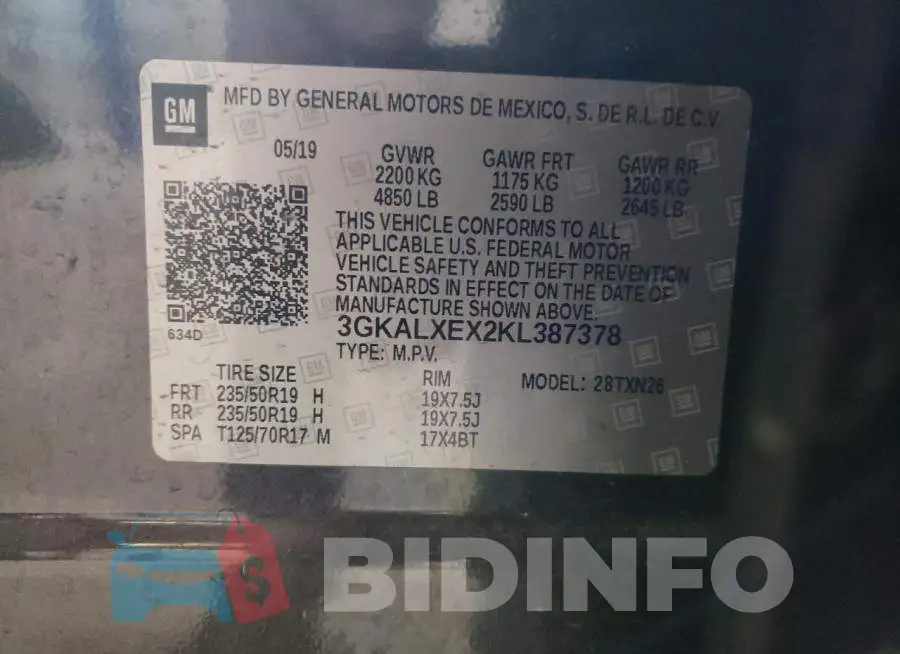 3GKALXEX2KL387378 Photo# 13