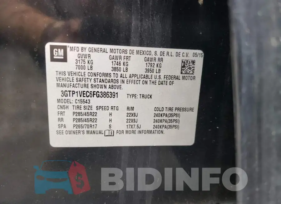 3GTP1VEC6FG386391 Photo# 12