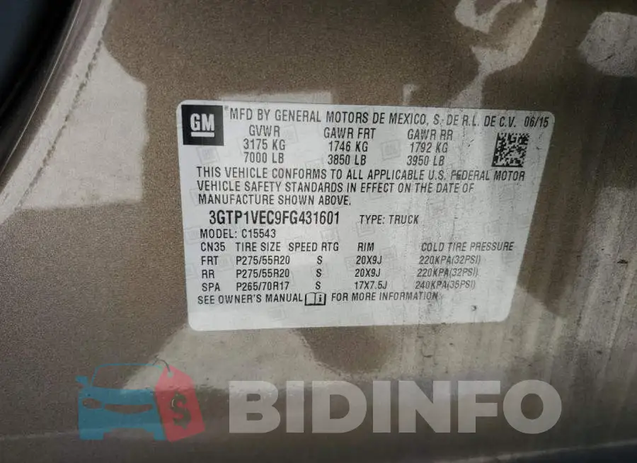 3GTP1VEC9FG431601 Photo# 13