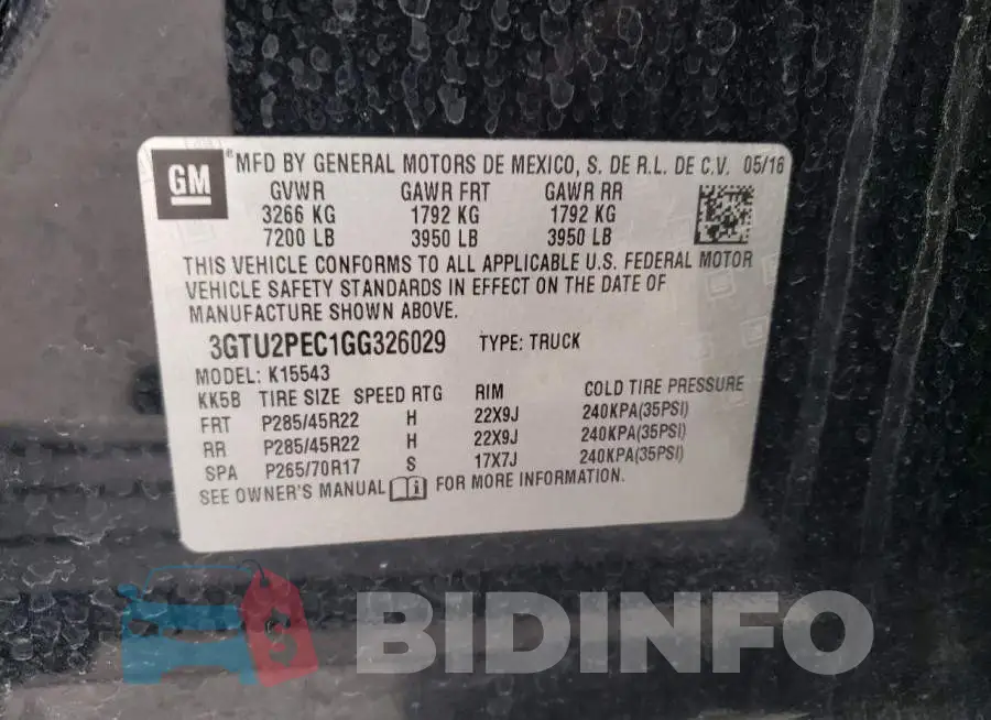 3GTU2PEC1GG326029 Photo# 12