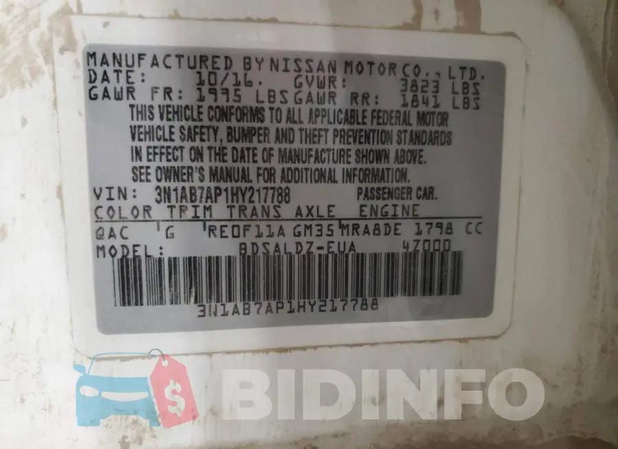 3N1AB7AP1HY217788 Photo# 13