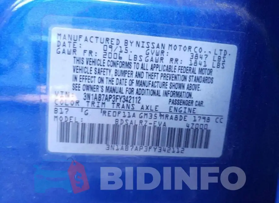 3N1AB7AP3FY342112 Photo# 12