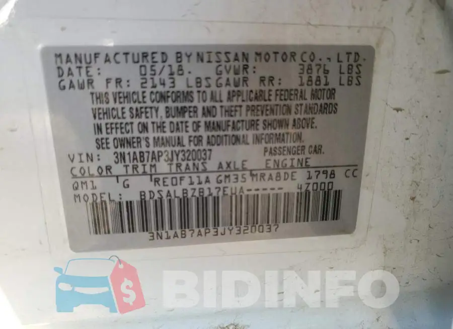 3N1AB7AP3JY320037 Photo# 12