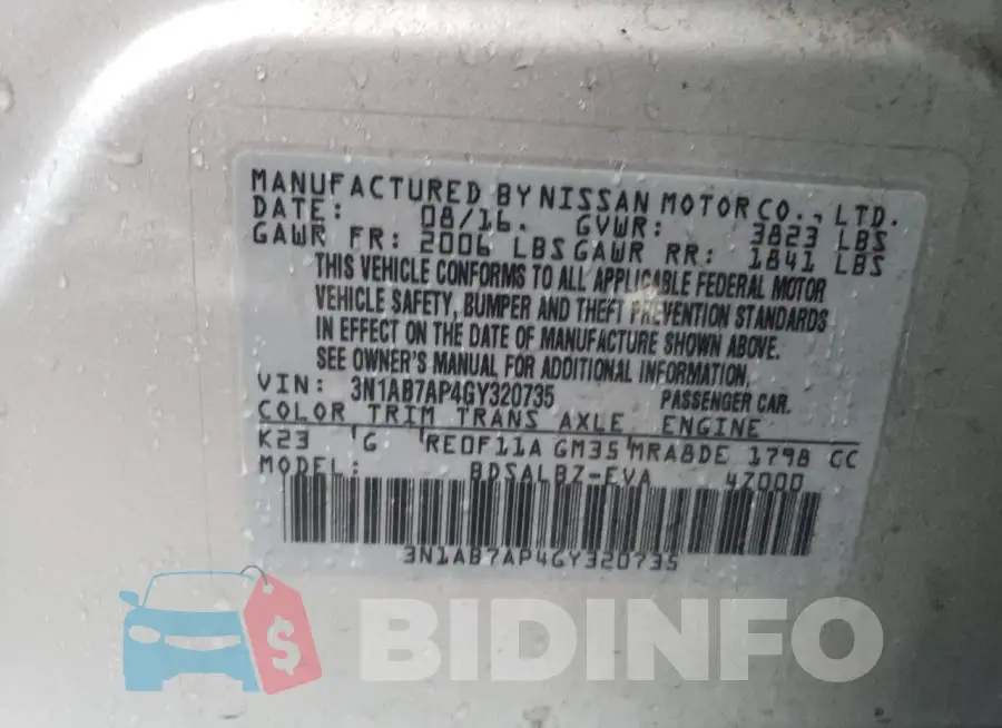 3N1AB7AP4GY320735 Photo# 12