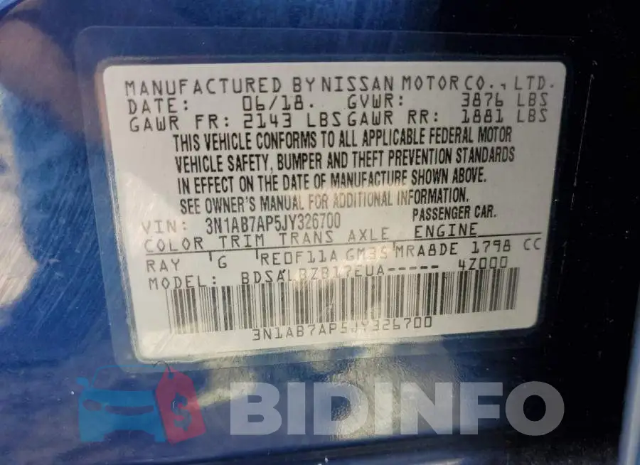 3N1AB7AP5JY326700 Photo# 12