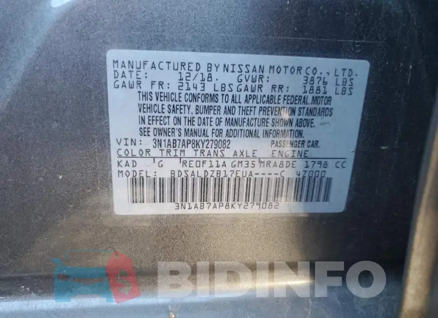 3N1AB7AP8KY279082 Photo# 12