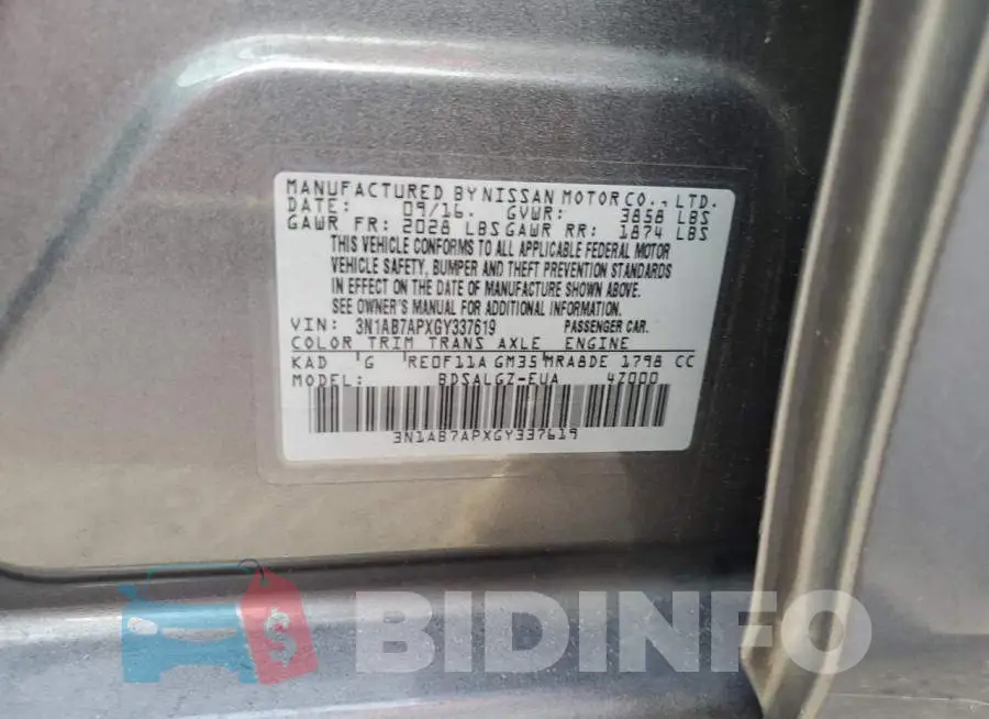 3N1AB7APXGY337619 Photo# 12