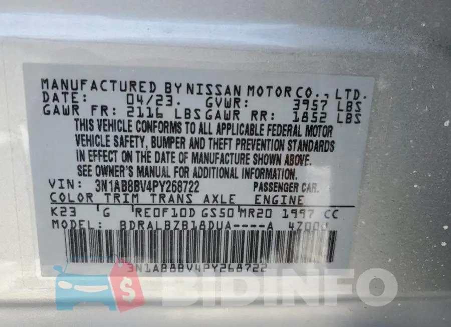 3N1AB8BV4PY268722 Photo# 13