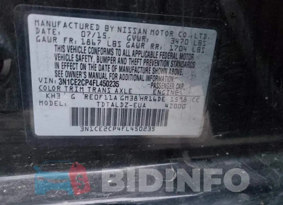 3N1CE2CP4FL450235 Photo# 12