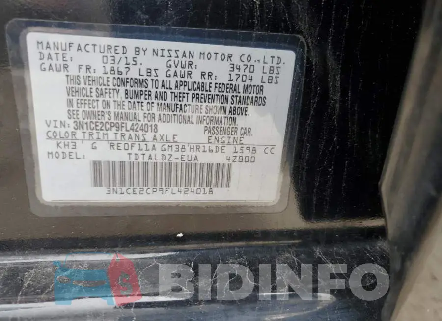 3N1CE2CP9FL424018 Photo# 13