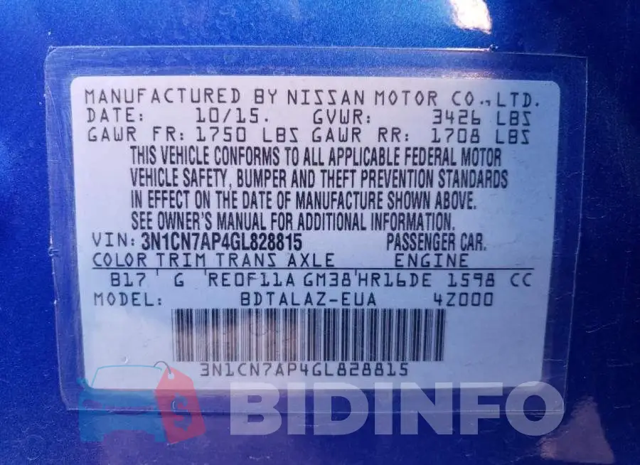 3N1CN7AP4GL828815 Photo# 12