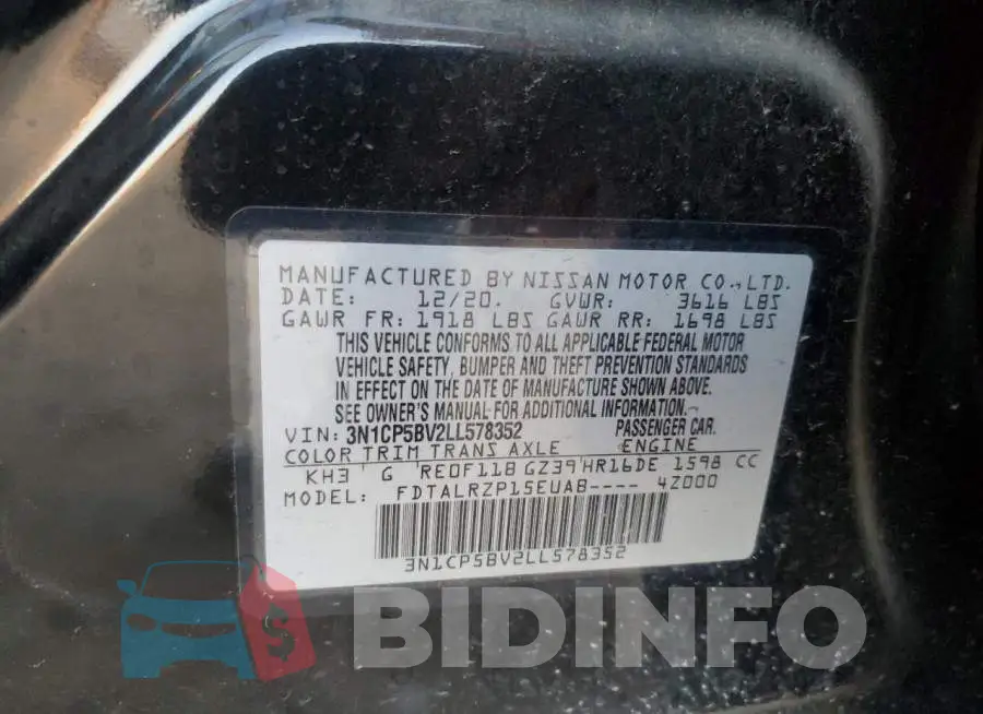 3N1CP5BV2LL578352 Photo# 12