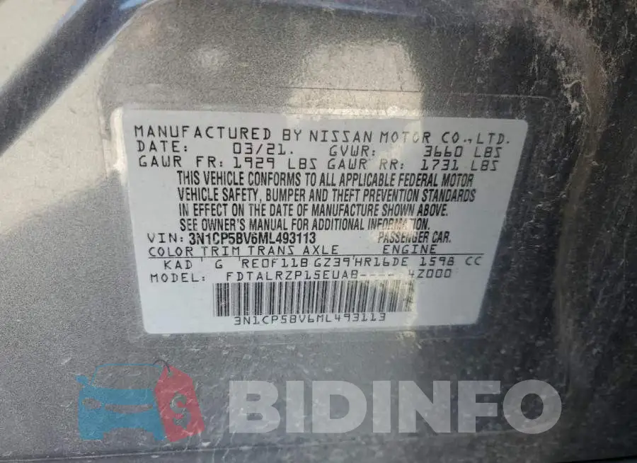 3N1CP5BV6ML493113 Photo# 12