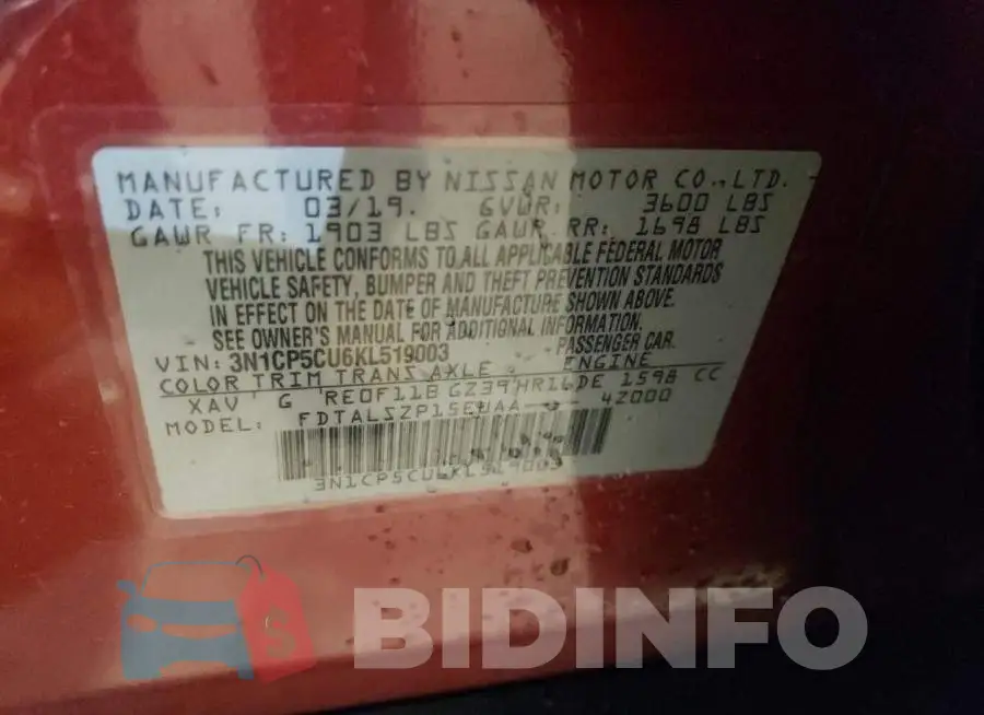 3N1CP5CU6KL519003 Photo# 12