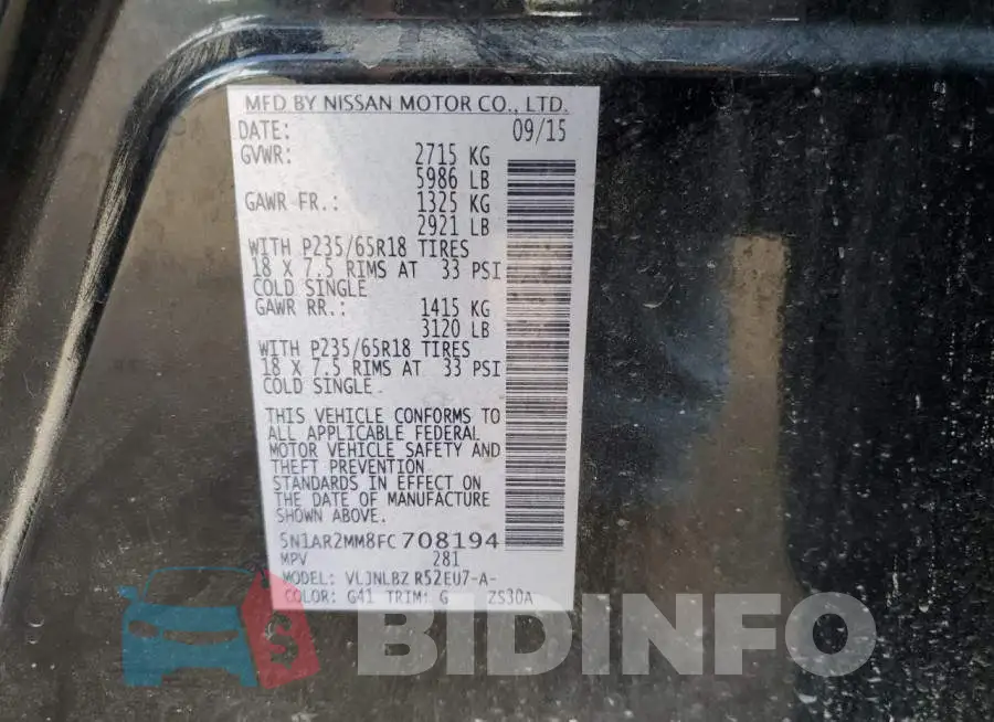 5N1AR2MM8FC708194 Photo# 14