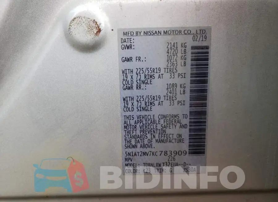 5N1AT2MV7KC783909 Photo# 13