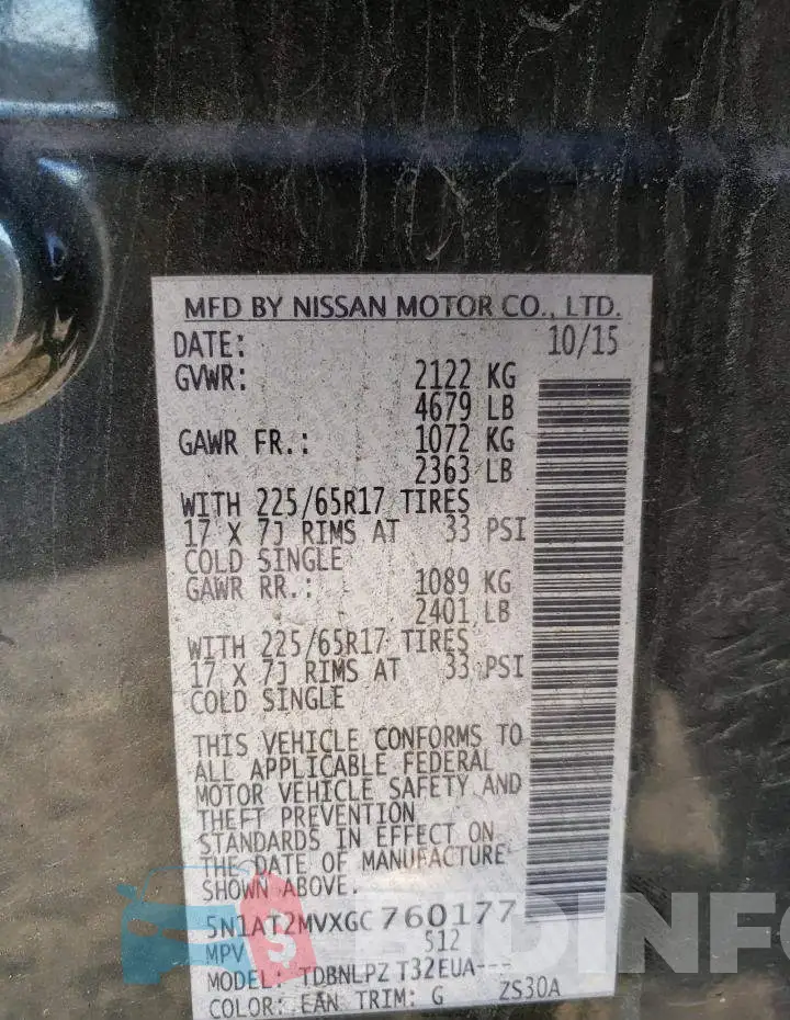 5N1AT2MVXGC760177 Photo# 14
