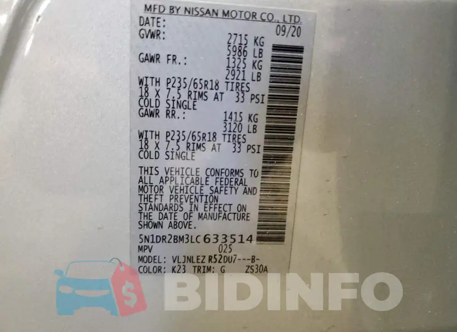 5N1DR2BM3LC633514 Photo# 13