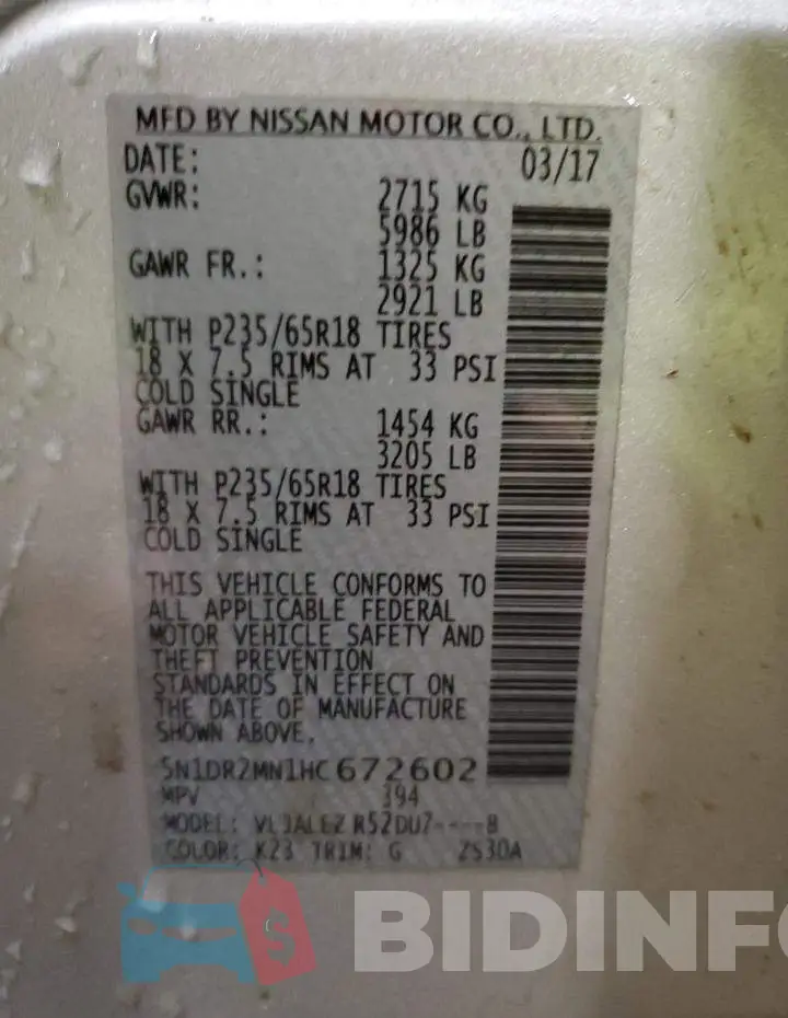 5N1DR2MN1HC672602 Photo# 13