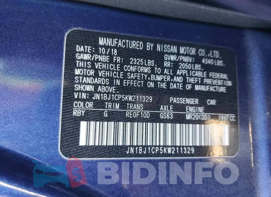 JN1BJ1CP5KW211329 Photo# 13
