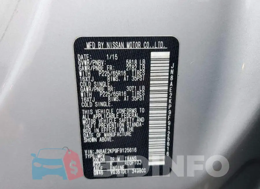 JN8AE2KP9F9125616 Photo# 14