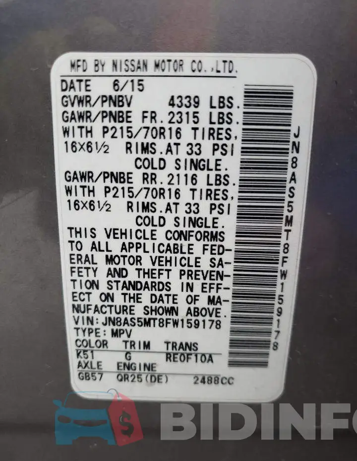 JN8AS5MT8FW159178 Photo# 13