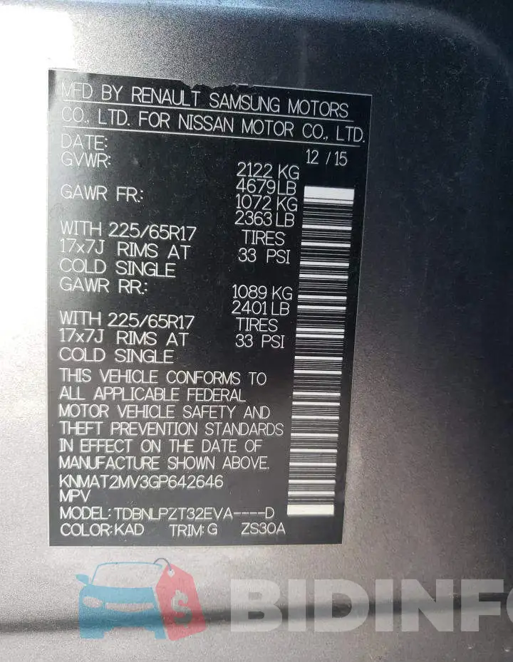 KNMAT2MV3GP642646 Photo# 12