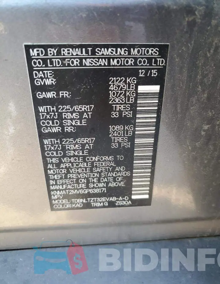 KNMAT2MV6GP638171 Photo# 12