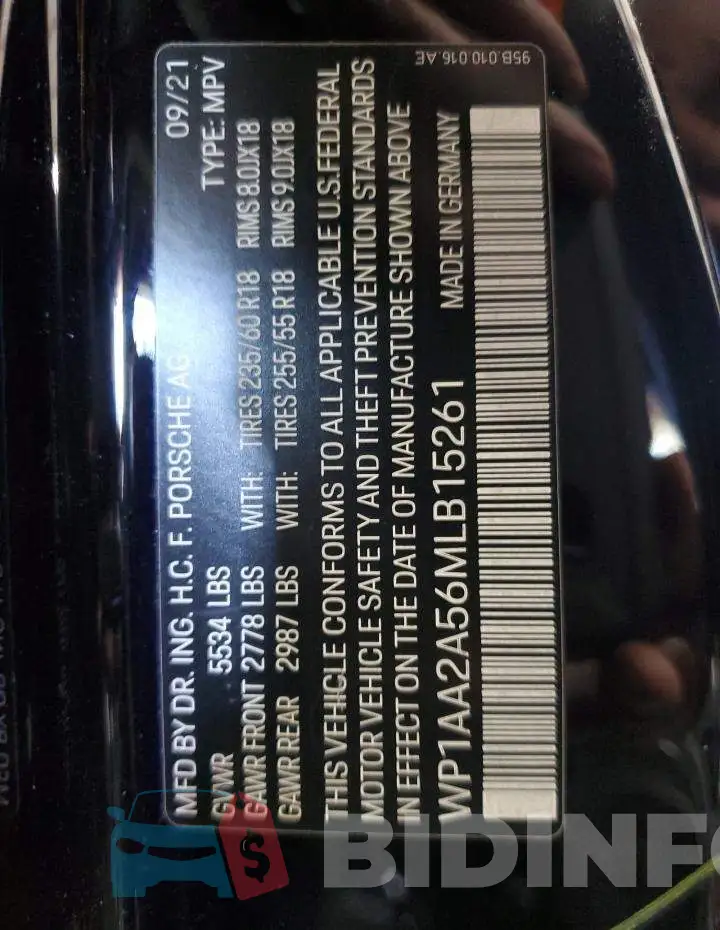 WP1AA2A56MLB15261 Photo# 14
