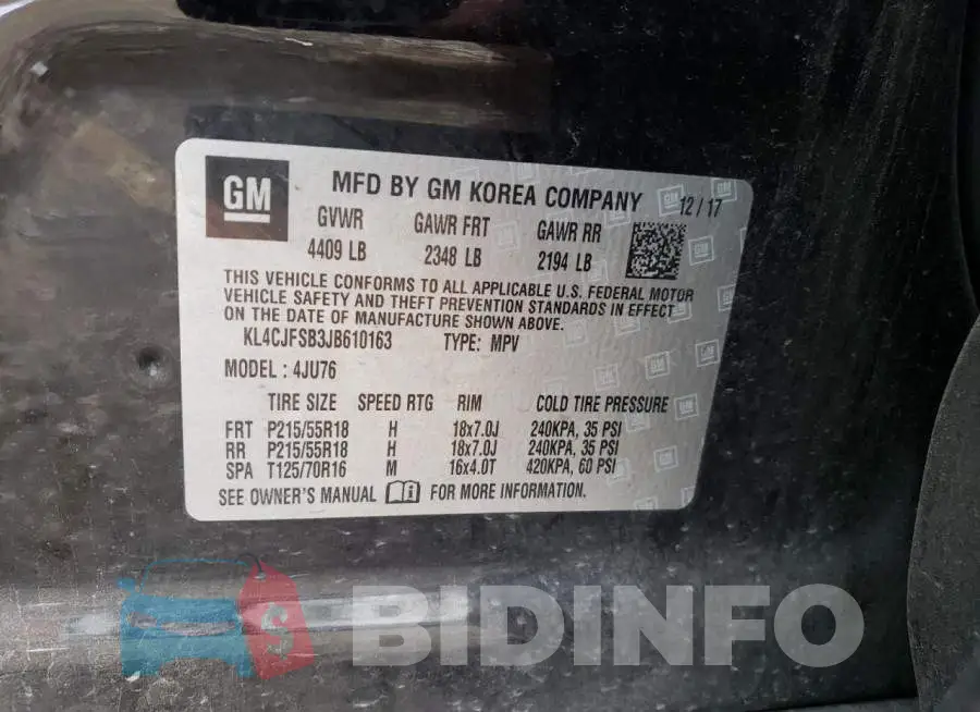 KL4CJFSB3JB610163 Photo# 12