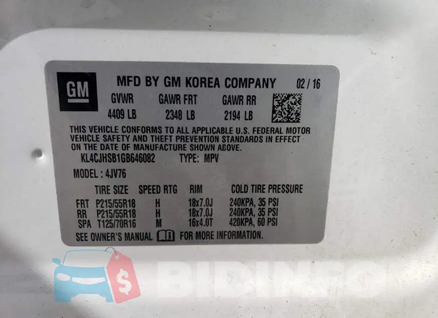 KL4CJHSB1GB646082 Photo# 12