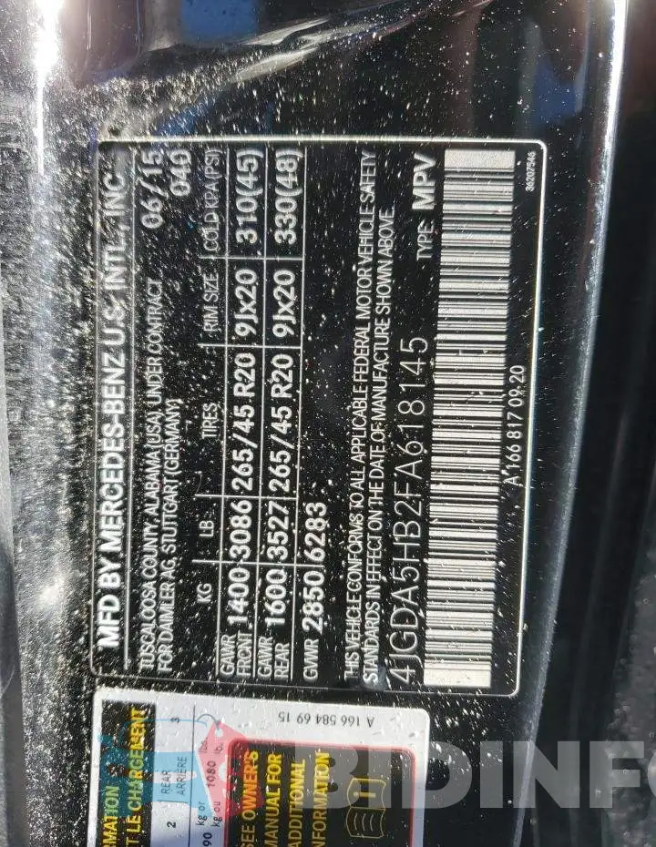 4JGDA5HB2FA618145 Photo# 13