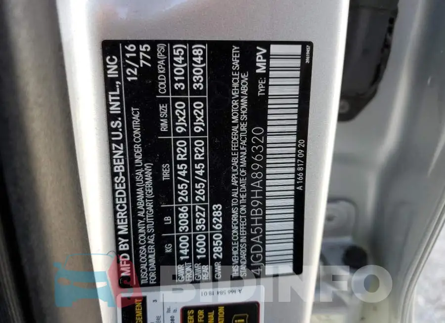 4JGDA5HB9HA896320 Photo# 14
