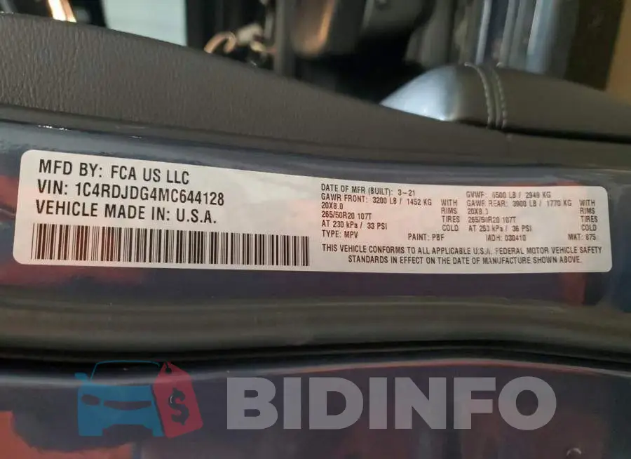 1C4RDJDG4MC644128 Photo# 14