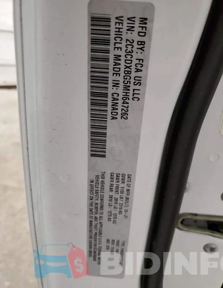 2C3CDXBG5MH647262 Photo# 13