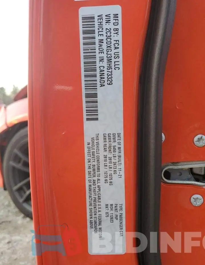 2C3CDXGJ3MH673329 Photo# 12