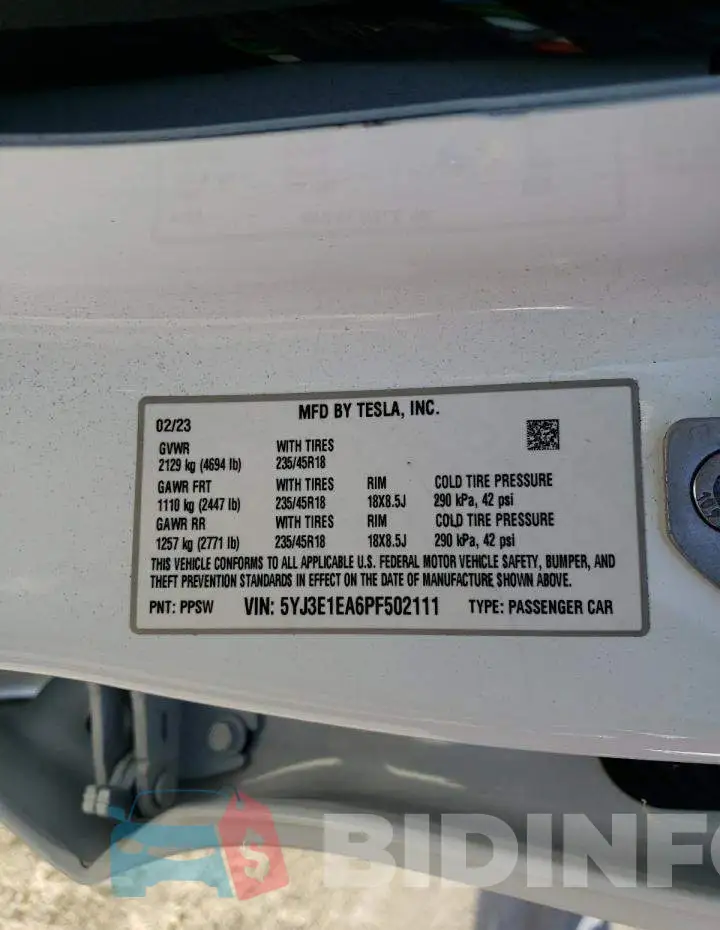5YJ3E1EA6PF502111 Photo# 12