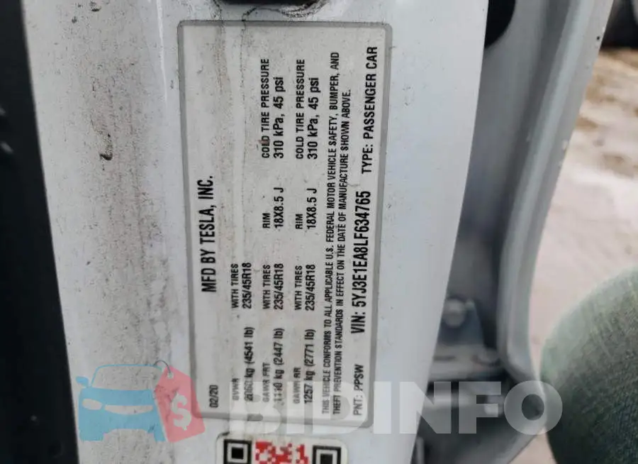 5YJ3E1EA8LF634765 Photo# 12