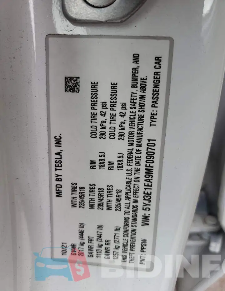 5YJ3E1EA9MF090701 Photo# 13