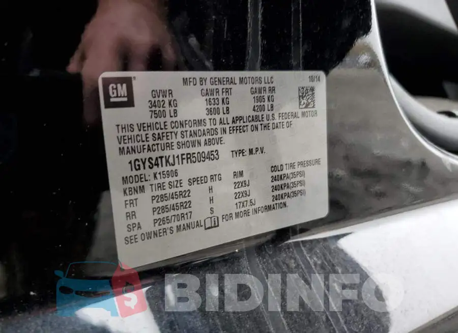 1GYS4TKJ1FR509453 Photo# 14