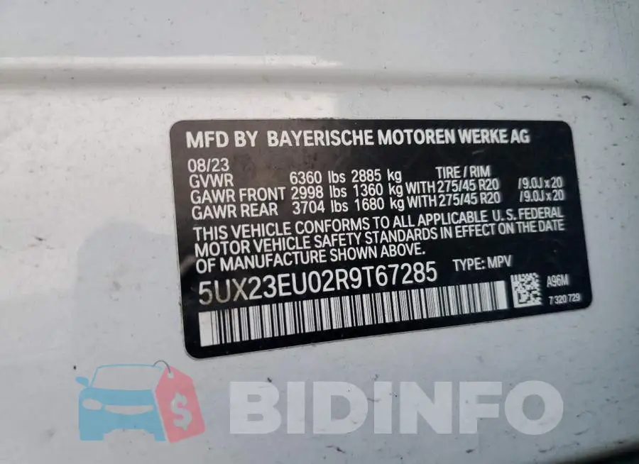 5UX23EU02R9T67285 Photo# 12