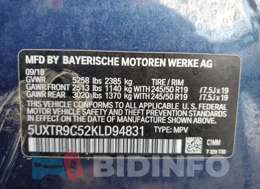 5UXTR9C52KLD94831 Photo# 12
