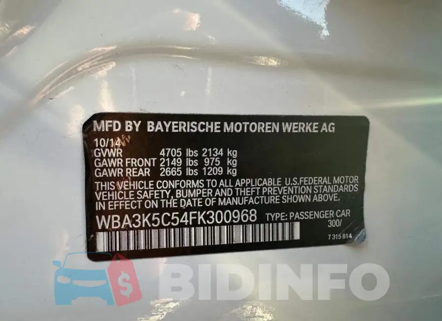 WBA3K5C54FK300968 Photo# 10