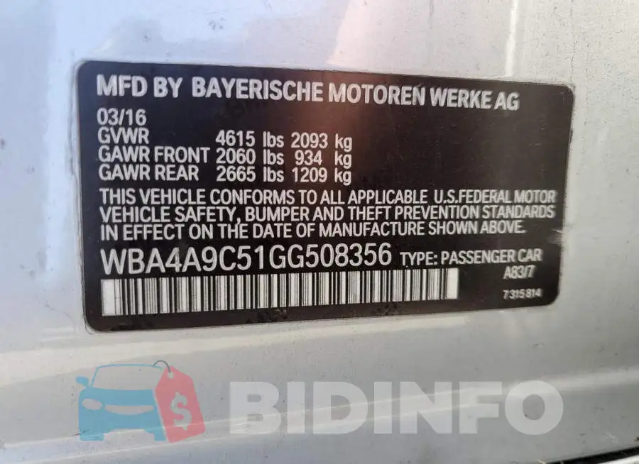 WBA4A9C51GG508356 Photo# 12