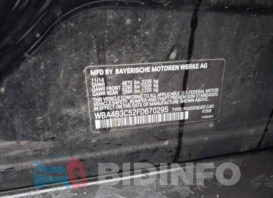 WBA4B3C52FD670295 Photo# 12